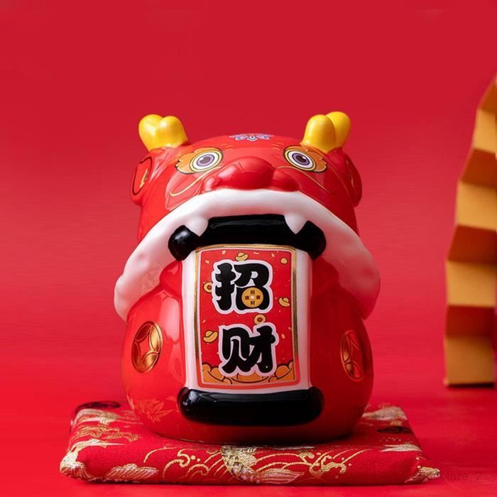 Tirelire en porcelaine avec figurines de Dragon de l'année chinoise,  décoration du Festival du printemps