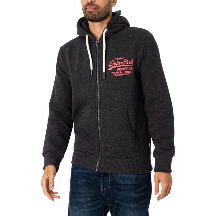 Sweat A Capuche Zippe Avec Logo Vintage Neon Superdry Homme Gris Gris Cdiscount Pret a Porter