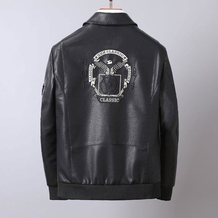 Blouson Pilote Avion Moto Homme en Cuir synth tique Col Revers