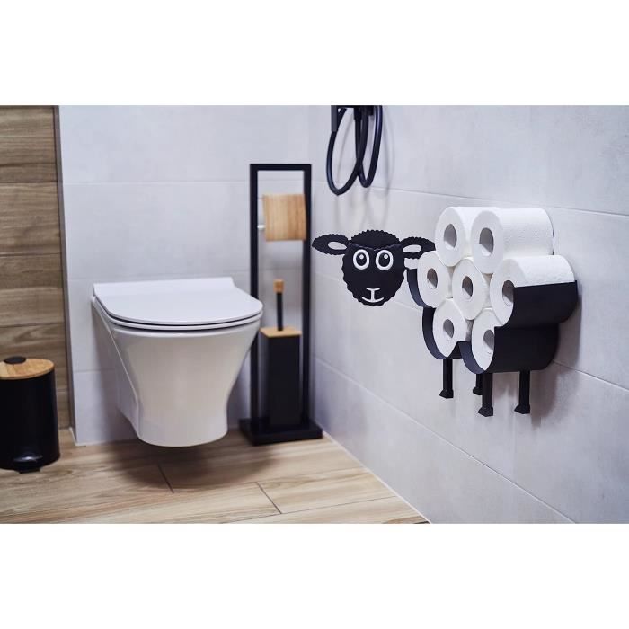 Porte-papier toilette mouton noir – Rangement amusant pour papier toilette  en forme d'animal pouvant contenir 7 rouleaux pour salle de bain