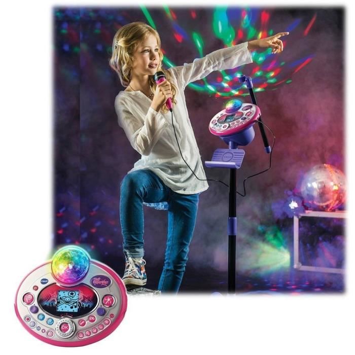 VTech – Kidi SuperStar LightShow Rose, Micro Karaoké Enfant avec Boule  Disco, Possibilité D'Effacer La Voix Du Chanteur – 6/12 ans – Version FR