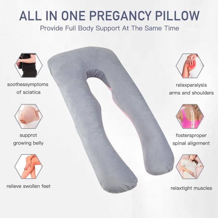Coussin De Maternité Avec Doublure En Velours, 70 X 130 Cm, Coussin De Grossesse En Forme De U
