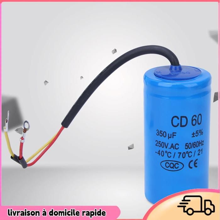 Condensatore Di Avviamento CD60 350uF 250V AC Per Motore Elettrico - Nuovo