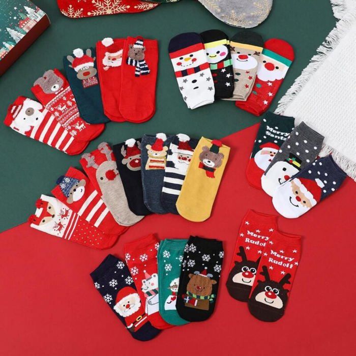 Calendrier De L'Avent 2024 – 24 Paires De Chaussettes Mix & Match, Motifs Noël, Unisexe, Cadeau Festif à Partir De 14 Ans