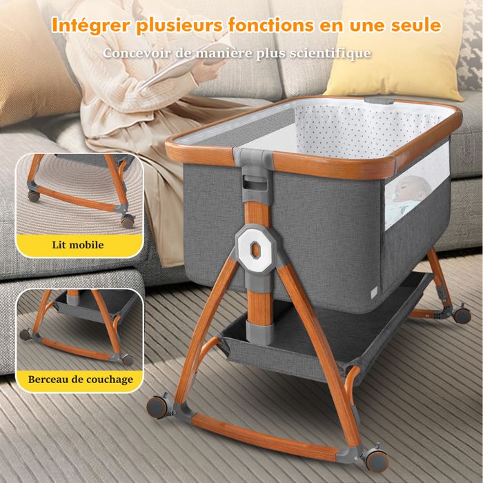 Mxzzand lit de berceau de poupée Berceau Miniature en bois, meubles