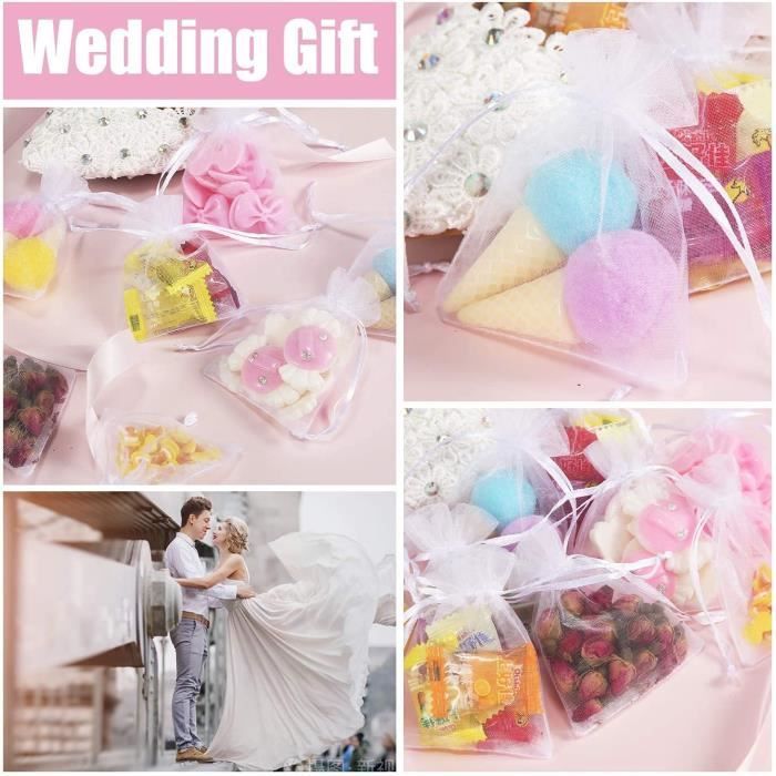 Lot De 100 Sachets En Organza – 7 X 9 Cm – Cordon De Serrage – Pour Mariage, Bonbons, Bijoux, Cadeaux - 5