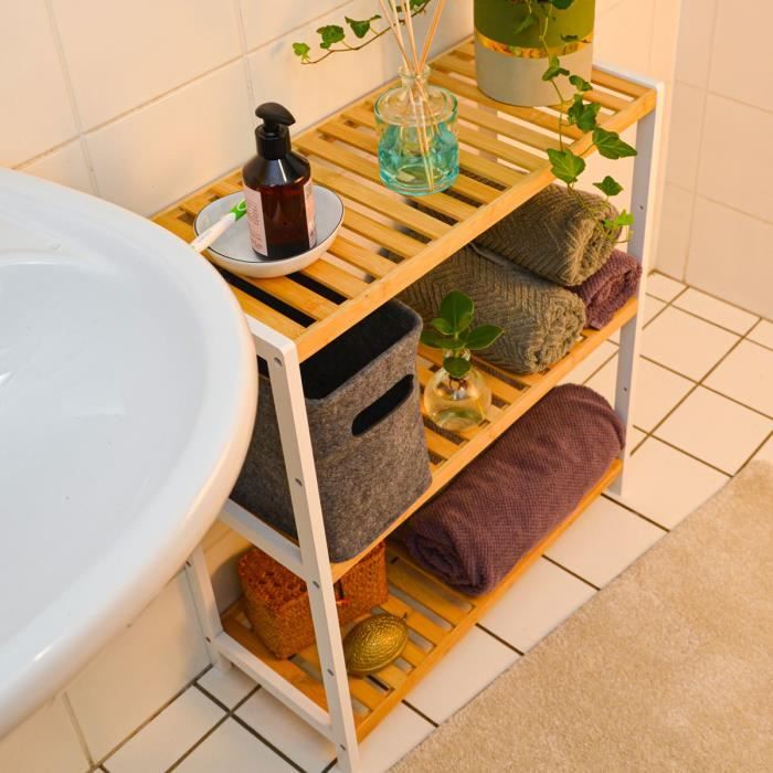 Etagère de salle de bain en bambou - 3 niveaux - ON RANGE TOUT