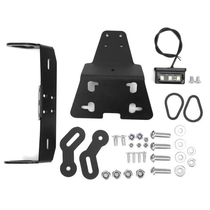 Support De Plaque D'immatriculation Moto Avec éclairage LED - Pour Yamaha XJ6N, XJ6 Diversion, FZ-6R - Acier Carbone Noir
