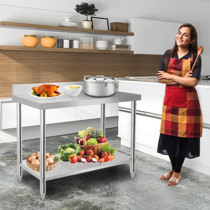 Table de Travail Cuisine Inox - VEVOR - 60 X 90 X 80 cm - Capacité de  Charge de 130 kg - Cdiscount Maison