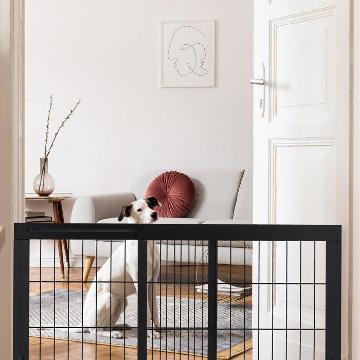 Barrière De Sécurité Extensible 74-104 Cm - Pour Chiens, Chats, Enfants - Double Verrou, Petite Porte Basse - 10