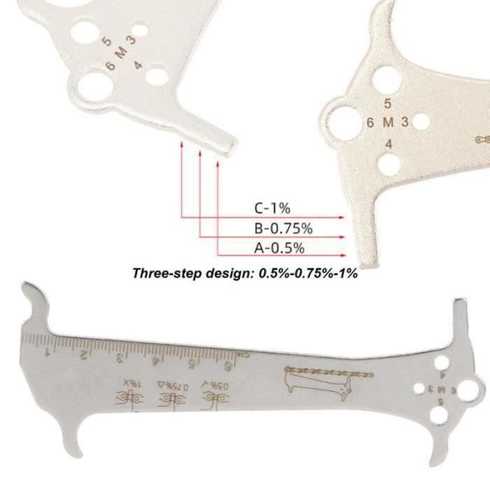 Lot De 2 Jauges D'usure De Chaîne En Acier Inoxydable – Indicateurs 0,75% Et 1,0%, Crochets De Maintien, Compatible VTT, Route Et Ville