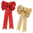 1 paire de rubans de soie dorés rouges et décoratifs pour sapin de Noël de  CHRISTMAS VILLAGE - CHRISTMAS MANEGE - CHRISTMAS DECOR-3