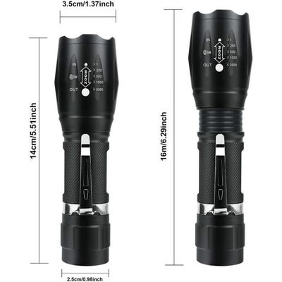 Lampe de Poche Super Lumineuse à 3 LED,Torche en Alliage,Rechargeable