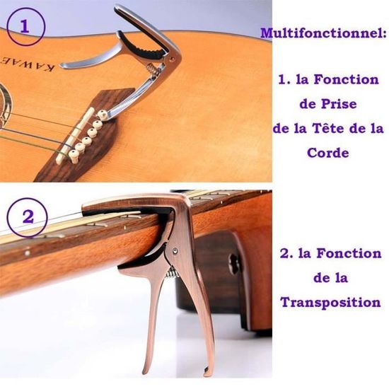 Guitare Electrique et Acoustique Fancylande Alliage Capo de Guitare Capodastre de Capo Universel pour Folk Guitare 