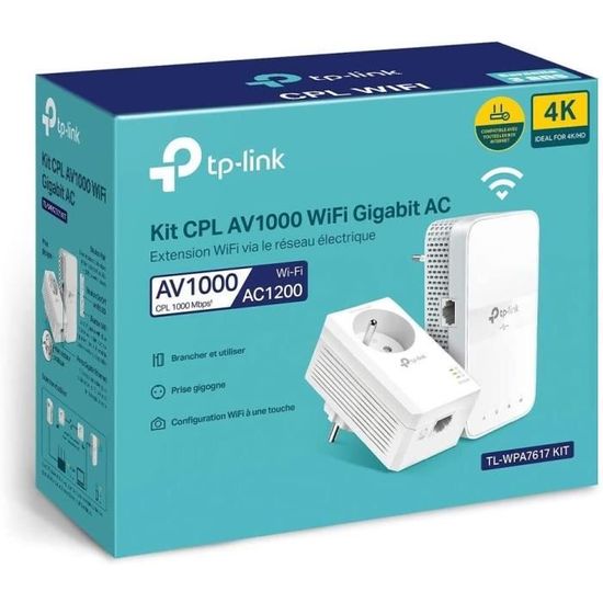 CPL 1000 Mbps - TP-Link TL-PA7027P KIT(FR) - Prise CPL avec 2 Ports Ethernet  Gigabit et Prise Intégrée - Boitier CPL Kit de 2 - Cdiscount Informatique