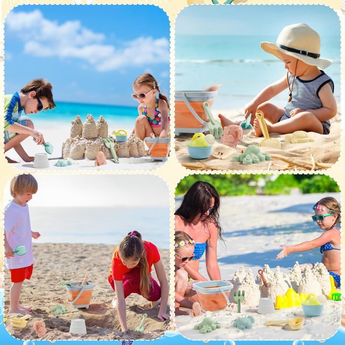 Jouet De Plage - HAUTSTORE - 11 Pièces - Seau Pliable - Couleurs Vives - Pour Enfants à Partir De 3 Ans - Jeux - Jouets