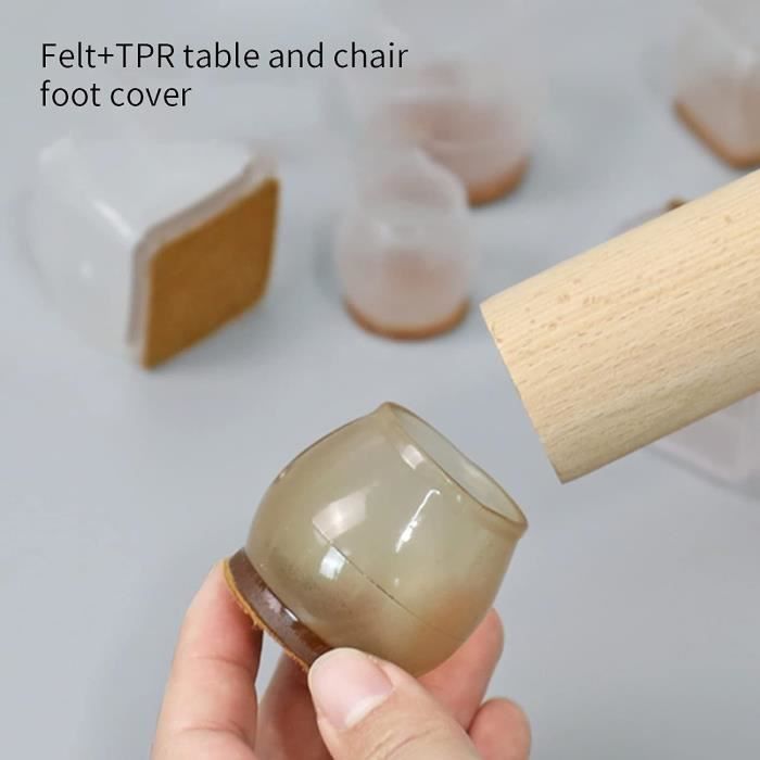 20PCS Protection de Pied de Chaise Silicone Transparent avec Patins en  Feutre - Cdiscount Bricolage