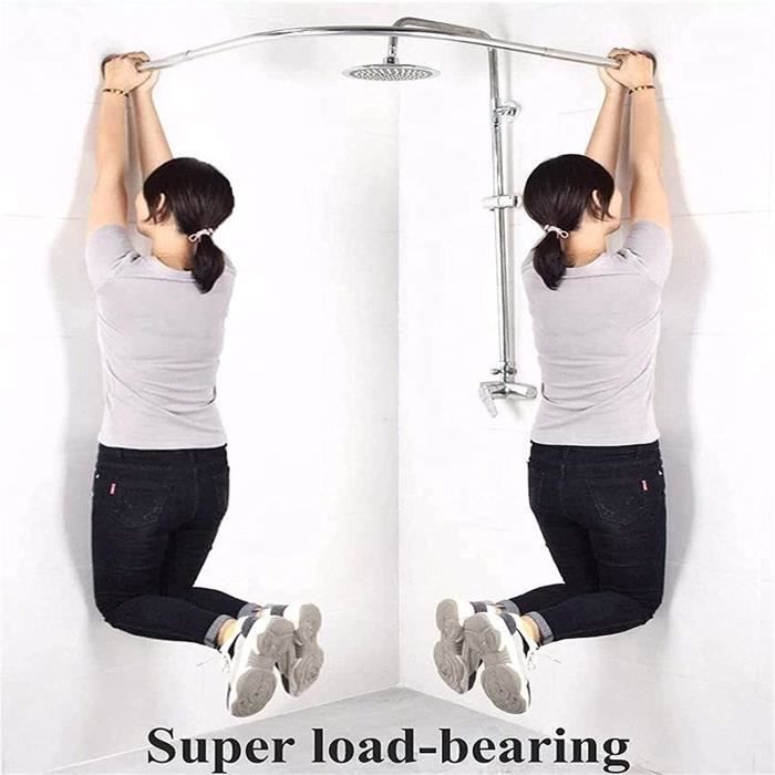 Tringle Rideau Douche En L INOX Extensible Sans Percage - Barre Angle Baignoire 70-95cm X 90-130cm Noir - APHTOCF