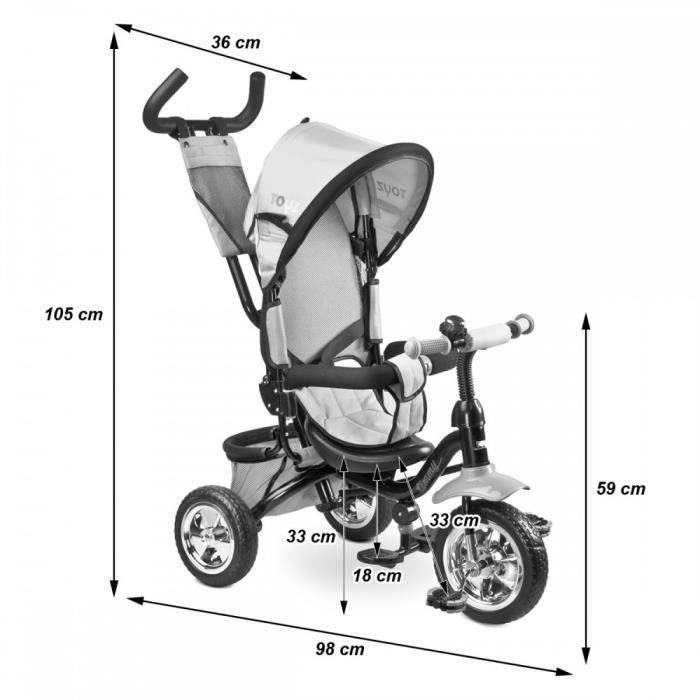 TIMMY Tricycle evolutif 3 en 1 avec canne directionnelle Bleu Cdiscount Jeux Jouets