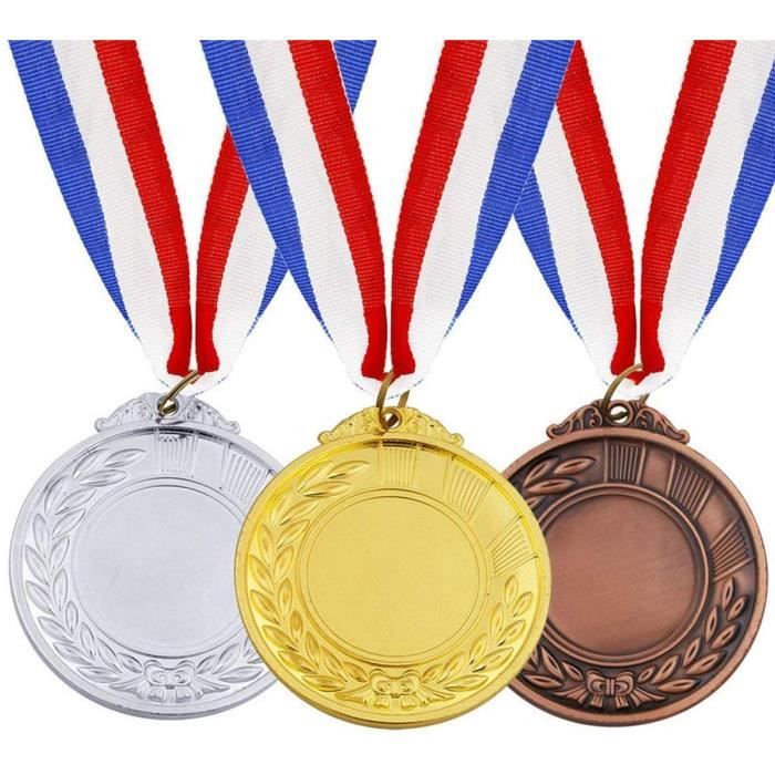 Lot de 3 médailles de récompense en métal doré argenté bronze avec ruban de  cou de style olympique,17 - Cdiscount