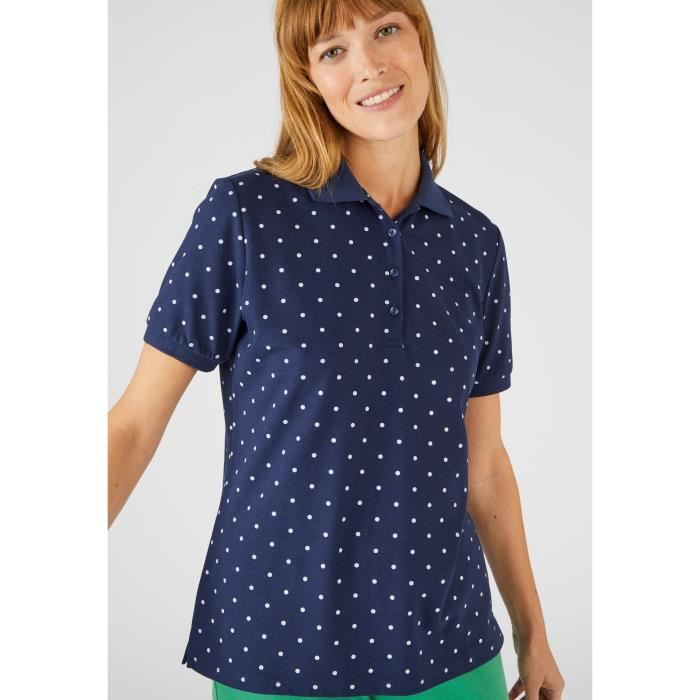 Polo maille piquee DAMART Marine Pois Manches courtes Col polo Femme