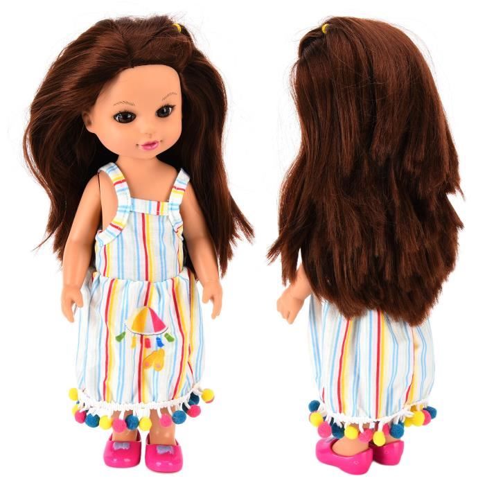 VGEBY Poupée fille 14 pouces à la mode fille poupée enfants enfant couleur  rayé robe mignon poupée cadeau décoration jeux poupee