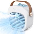 Climatiseur portable : ventilateur de bureau silencieux et rechargeable de 5 200 mAh (autonomie de 5 à 10 heures)