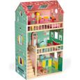 Maison de poupées en bois Happy Day JANOD - Pour enfants dès 3 ans - 3 étages - 12 pièces de mobilier-0
