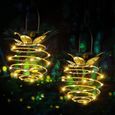 Lampe Solaire Exterieur Jardin,2 pièces 24 LED Lampes solaires de terrasse d'ananas à suspendre lanternes solaires,étanche lumières-0