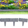 Bordure de jardin en plastique gris - Set Bordure de jardin, rebord de jardin - Aspect granit 2x 10 = 5m pelouse-0