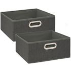 Toilinux - Lot de 2 Boites de rangement en tissu l.31 x h. 15 cm - Gris foncé chiné