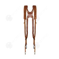 INN Sangle d'appareil photo pour deux appareils photo marron cuir de vache rivets réglable portable ceinture tete camera harnais