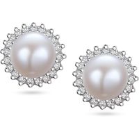 Boucles d'oreilles en argent sterling S925 perles cultivées d'eau douce zircones brillantes femme fille - H'Helen