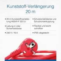 Rallonge électrique as-Schwabe 51160 Câble PVC rouge 20m H05VV-F 3G1,5