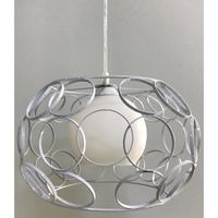 Suspension métal fils blanc avec boule en verre