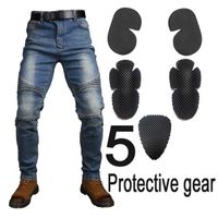 Pantalons de moto pour hommes Racing jeans avec 5 protections antichute pantalons de moto