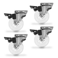 Set de 4 x Roulettes pour Meubles SWIFT transparentes Ø 50 mm avec Arrêt Pivotante Rouleau de Transport de SO-TECH® ROUE - ROULETTE