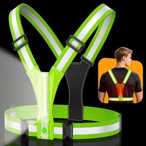 Gilet Reflechissant Running,Lampe Running Pectorale,Ceinture De Course Réfléchissante LED, Bande Réfléchissante Avec Fermeture Pour Cyclisme, Jogging