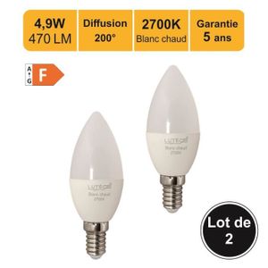AMPOULE - LED Lot de 2 ampoules LED E14 6W 470Lm 2700K - garanti
