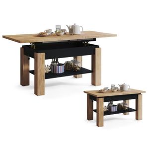 TABLE BASSE Table basse ACTORIA noir bois relevable et extensi