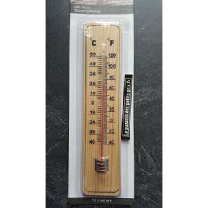 Thermometre bois acajou dore 18 cm