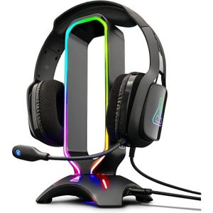 LUVZOOR Support Casque Portable et Durable Accessoire Bureau Gaming,  Support Casque Gaming réglable, Accessoire Bureau Gaming Support  Illumination RGB et Double Charge USB : : High-Tech