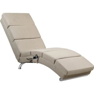 MÉRIDIENNE Méridienne London Chaise longue d’intérieur design avec fonction de massage chauffage Fauteuil relax salon sable