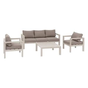 Ensemble table et chaise de jardin Salon de jardin en aluminium Evasion Argile - 5 pl