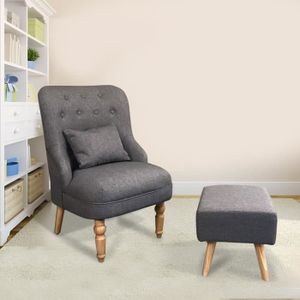 Outad Fauteuil Relax Tissu Avec Repos Pied Gris Anthracite