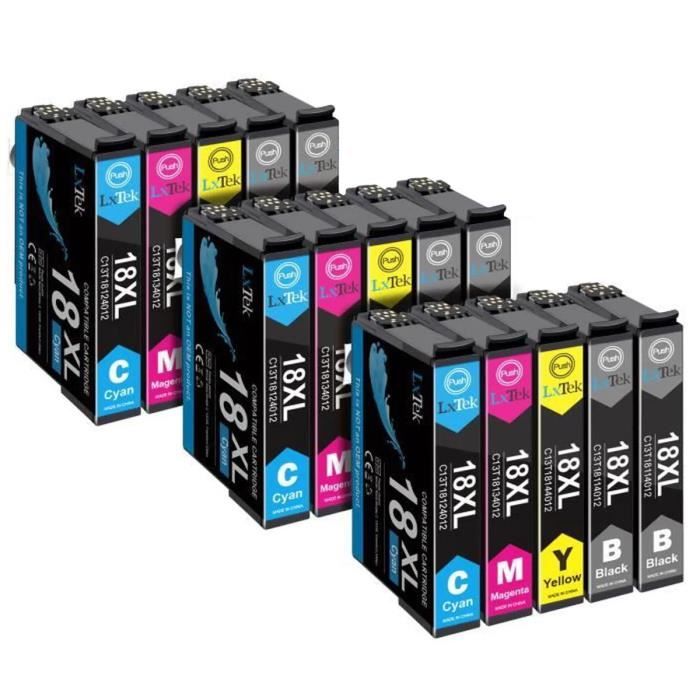 Cartouche d'encre compatible Epson 18 XL 18XL - UOOPO - Pack de 15 - Noir,  Cyan, Magenta, Jaune