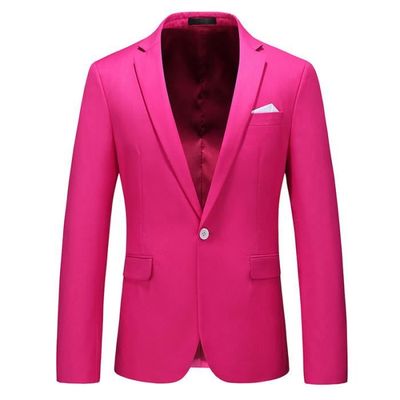Blazer Homme Slim Fit - 1 Bouton, En Coton - Pour Bureau, Mariage, Occasion Décontractée - Taille EU - 3