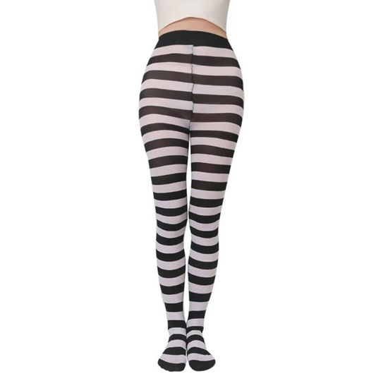 Lot De 2 Paires Collants Rayés Halloween - Rayures Noires Orange & Noires Vertes, Opaques Et Confortables Pour Femmes