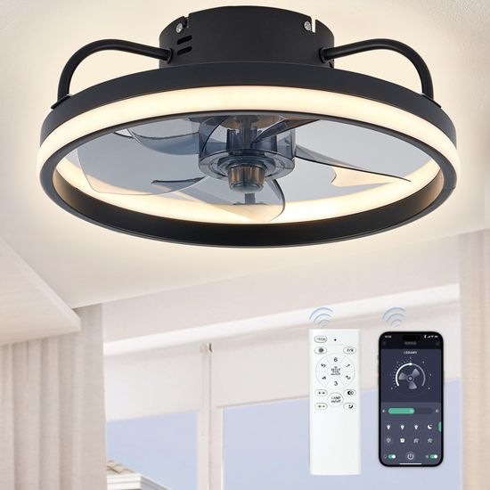 Mini Ventilateur De Plafond Silencieux 30W LED E27 + Télécommande - Lumière Dimmable, Minuterie, Angle Réglable