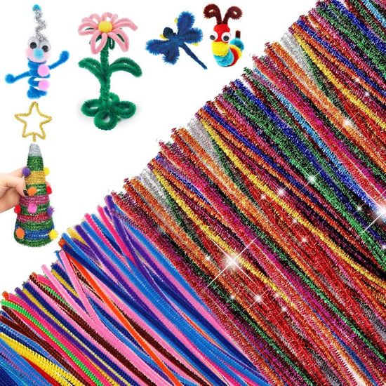 400pcs Fil Chenille Multicolore Cure Pipe Chenille Bricolage Tige De